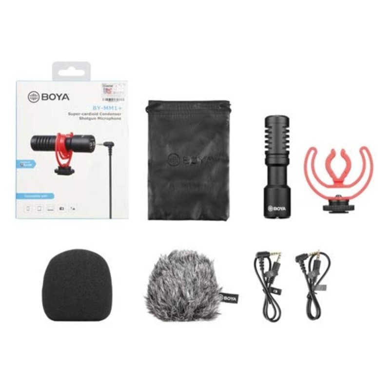 BOYA by-MM1 Universal Cardiod Shotgun Microphone Mini Mic for iOS iPhone 8 8 Plus 7 7 Plus 6 6s Mac iPad Tablet Canon Nikon DSLR Camera Camcorder