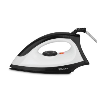 Bajaj Dry Iron DX 15 1000 Watts | Duraglide soleplate with PTFE coating | Cool touch body | 360° Swivel Cord Black & White