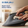 Bajaj Herculo Heavy Weight Dry Iron | 1100 Watts Heavy Weight Dry Iron | Duraglide Soleplate | Anti-Bacterial & Non-Stick Coating Black & Grey, Aluminium