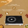Bajaj IRX 220F Infrared Induction Cooktop | 2200 Watts | 11 Power Level | 3 Preset Menu | Feather Touch Controls | Digital display【Black/Silver】