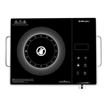 Bajaj IRX 220F Infrared Induction Cooktop | 2200 Watts | 11 Power Level | 3 Preset Menu | Feather Touch Controls | Digital display【Black/Silver】