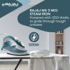 Bajaj MX 3 Neo Steam Iron | 1250 Watts Power For Faster Ironing | Vertical & Horizontal Ironing | Spray Function【Blue】