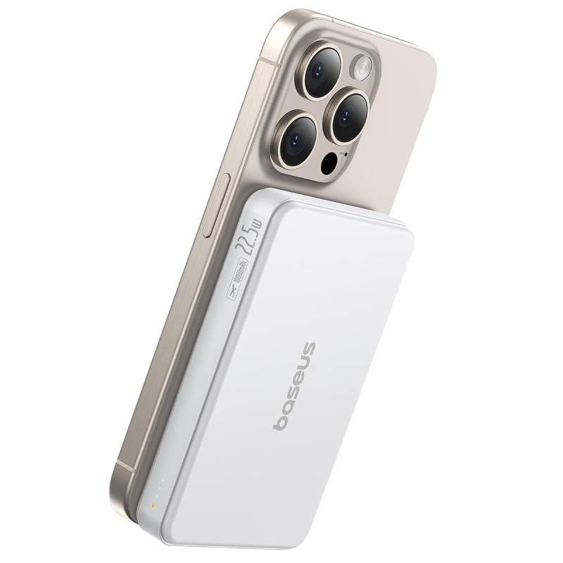 Baseus Airpow II Qi2 Magnetic Wireless Power Bank 10000mAh – 22.5W Fast Charging, MagSafe – Moon White