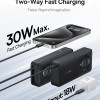 Baseus Free2Pull 10000mAh 30W Fast Charging Power Bank – Built-in Retractable USB-C Cable, Digital Display, Compact Design – Cosmic Black