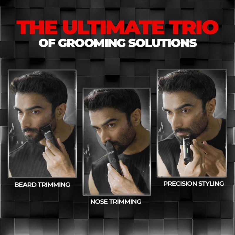 Beardo Ape-X Prime 3-in-1 Multipurpose Trimmer for Men | Grooming Kit : Beard Trimmer, Precision Trimmer, Ear & Nose Trimmer
