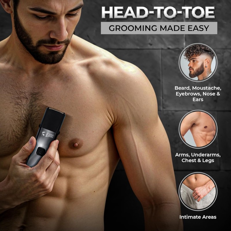 Beardo Chrome Beast Multipurpose Full Body Groomer Trimmer Set For Men | 40 Length Settings | 8 attachments