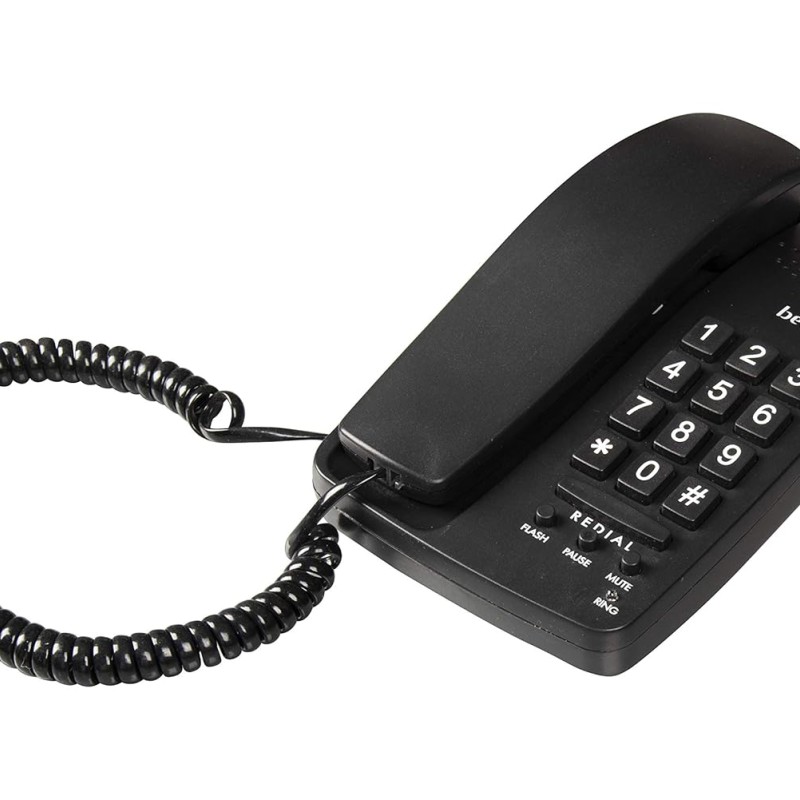 Beetel B15 Corded Landline Phone,Ringer Volume Control,LED Ring Indication,Wall/Desk Mountable (Black) (B15)