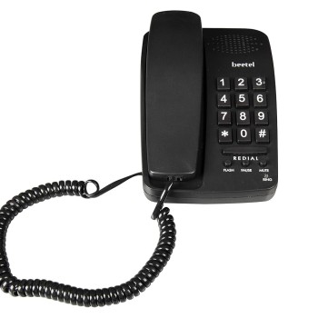 Beetel B15 Corded Landline Phone,Ringer Volume Control,LED Ring Indication,Wall/Desk Mountable (Black) (B15)