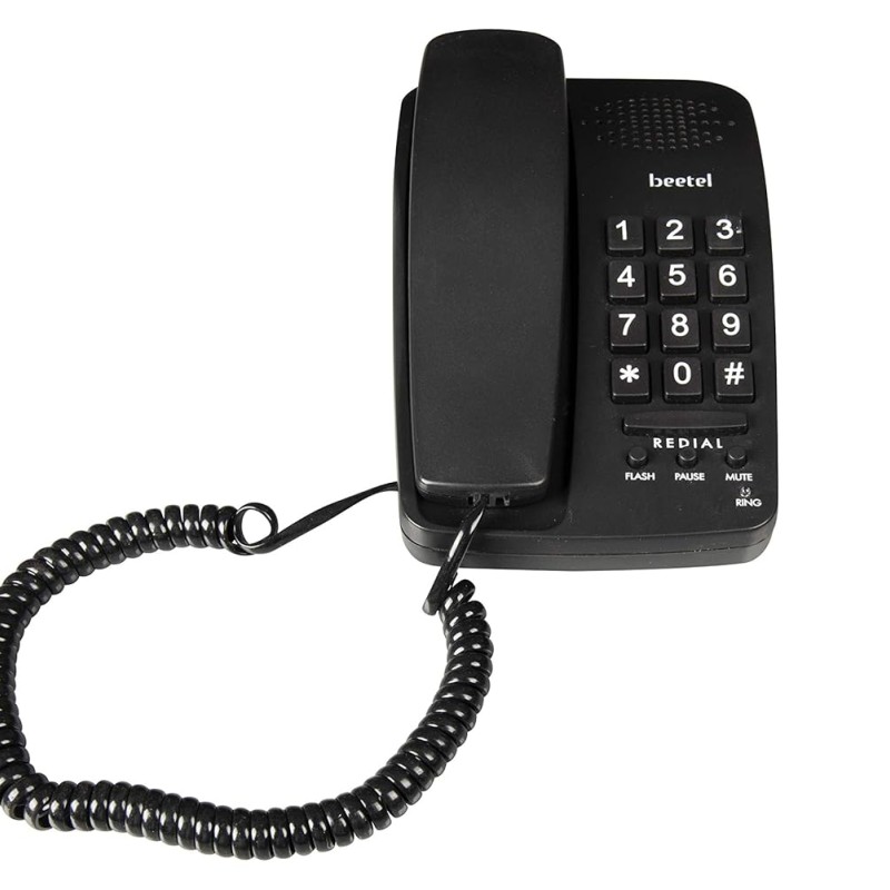 Beetel B15 Corded Landline Phone,Ringer Volume Control,LED Ring Indication,Wall/Desk Mountable (Black) (B15)