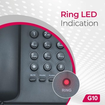 Beetel G10 Newly Launched, Corded Landline Phone, Ringer LED Indication, Desk and Wall Mountable, 3 Step Ringer Volume Control, Tone/Puls/Flash/Pause/Redial, TEC Certified (G10 Black)