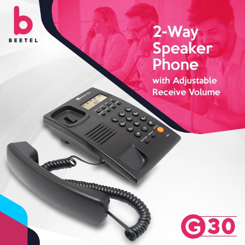 Beetel G30, TEC Certified, Caller ID Corded Landline Phonelcd Display,Ringer (G30-Black)