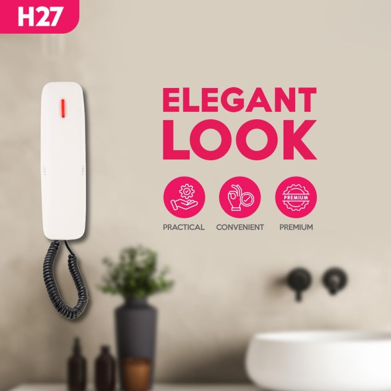 Beetel H27 Portable Hotel Cordless Landline Phone,3 Step Receiver & 2 Step Ringer Volume,Hold Function (Ivory)