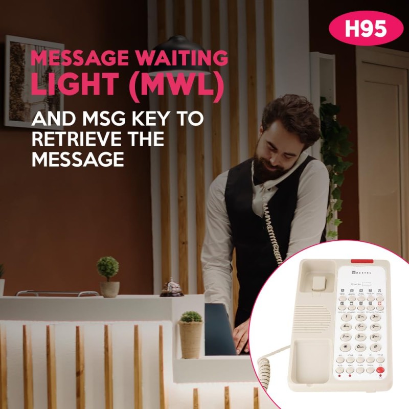 Beetel H95 Hotel Landline Phone,Two way Speaker phone,In use,Ringer & Hold LED,10 Programmable Guest Keys