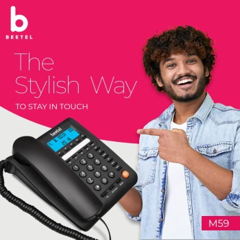 Beetel M59N Caller ID Corded Landline Phone with 16 Digit LCD Display & Adjustable contrast,10 One Touch Memory Buttons,2Ways SpeakerPhone,Music On Hold,Solid Build Quality,Classic Design(Black)(M59N)