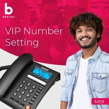 Beetel M59N Caller ID Corded Landline Phone with 16 Digit LCD Display & Adjustable contrast,10 One Touch Memory Buttons,2Ways SpeakerPhone,Music On Hold,Solid Build Quality,Classic Design(Black)(M59N)