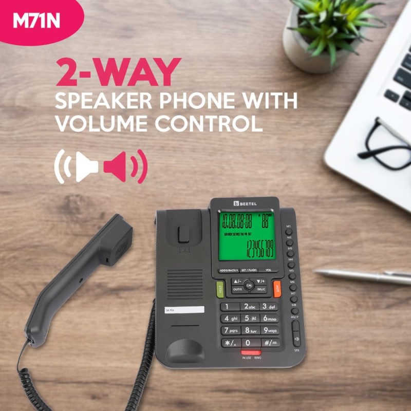 Beetel M71N Caller ID Corded Landline Phone For Home Or Office,16 Digit Display,2-Way Speaker Phone