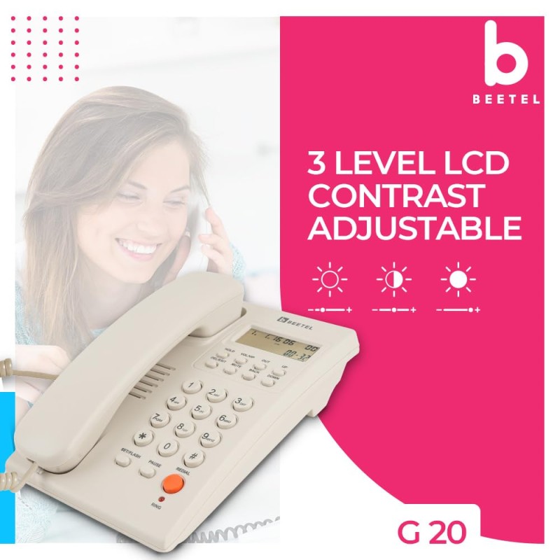 Beetel Newly Launched G20,TEC Certified,Caller ID Corded Landline Phonewith LCD Display,Ringer (Warm Grey)