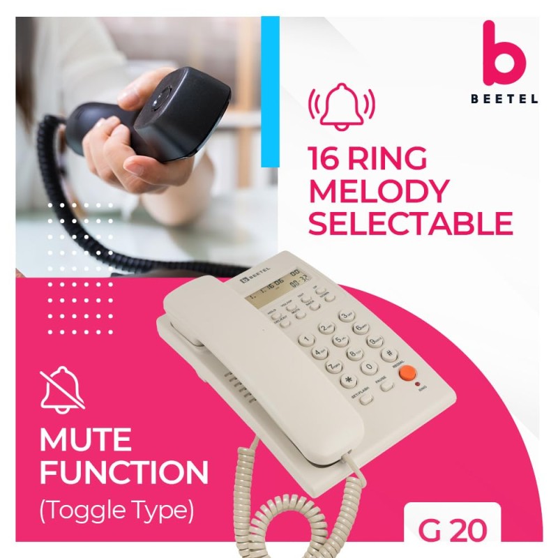 Beetel Newly Launched G20,TEC Certified,Caller ID Corded Landline Phonewith LCD Display,Ringer (Warm Grey)