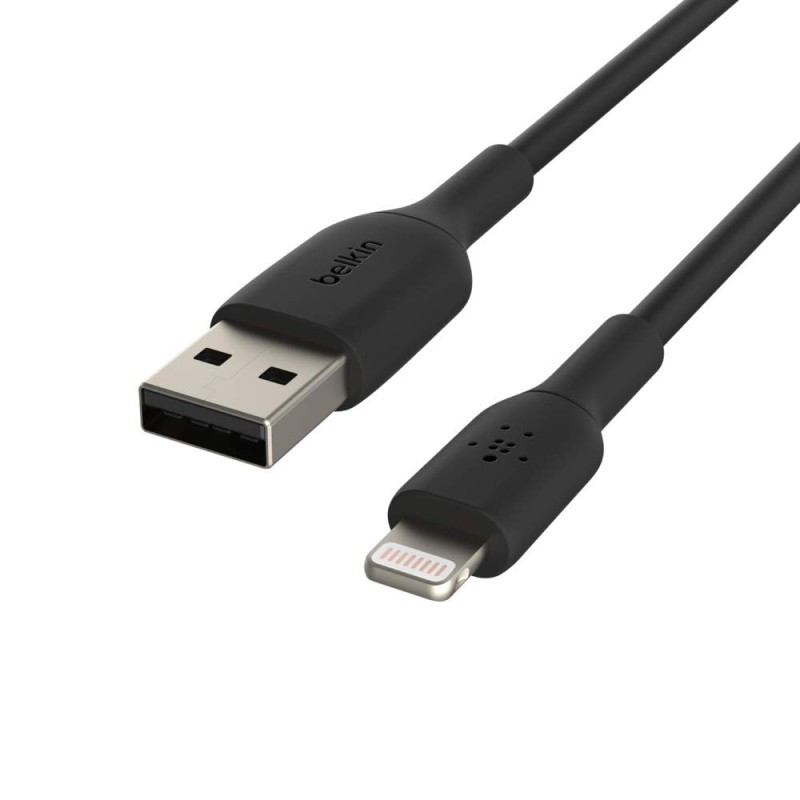 Belkin Apple Certified PVC Lightning to USB-A Charge and Sync Type A Cable, Tough and Durable, For iPhone, iPad, Air Pods, 3.3 Feet (1 Meter) - Black