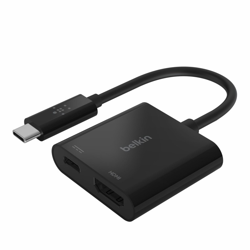 Belkin USB-C to HDMI Adapter + Charge (Supports 4K UHD Video, Pass-Through Power Black