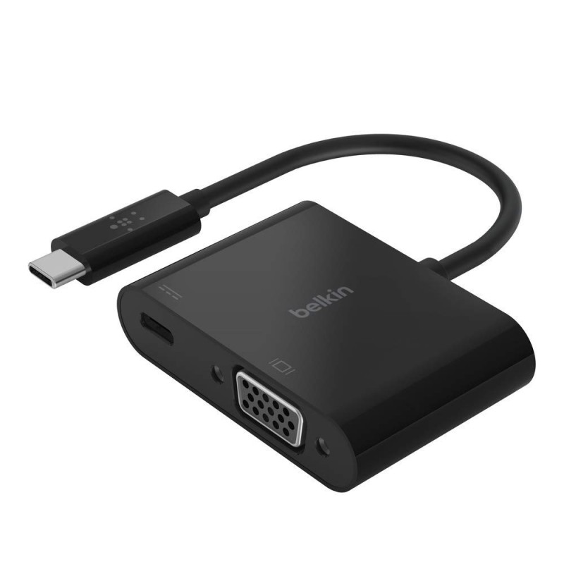 Belkin AVC001btBK USB-C to VGA Adapter + Charge - 1080p, Black