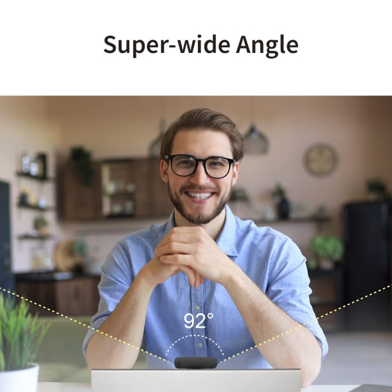 BenQ DVY31 Zoom™ Certified 1080p Full HD Compact Webcam, Privacy Cover, Omnidirectional Mics with Noise Suppression, Wide Field of View, Low Distortion, Digital Zoom, Black