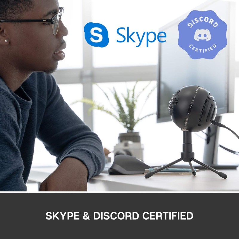 Blue Snowball iCE Plug 'n Play USB Microphone for Recording, Streaming, Podcasting, Gaming on PC and Mac, with Cardioid Condenser Capsule, Adjustable Desktop Stand and USB Cable - Black