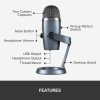 Blue Yeti Nano Premium USB Microphone for Recording, Streaming, Gaming, Podcasting on PC and Mac, Condenser Mic with Blue VO!CE Effects, Cardioid and Omni, No-Latency Monitoring-Shadow Grey