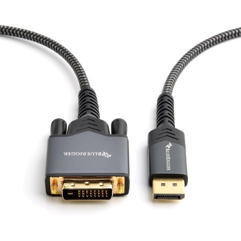 BlueRigger DisplayPort to DVI-D Gold-Plated Male to Male Adapter Cable compatible (10 Feet – 3 Meters)