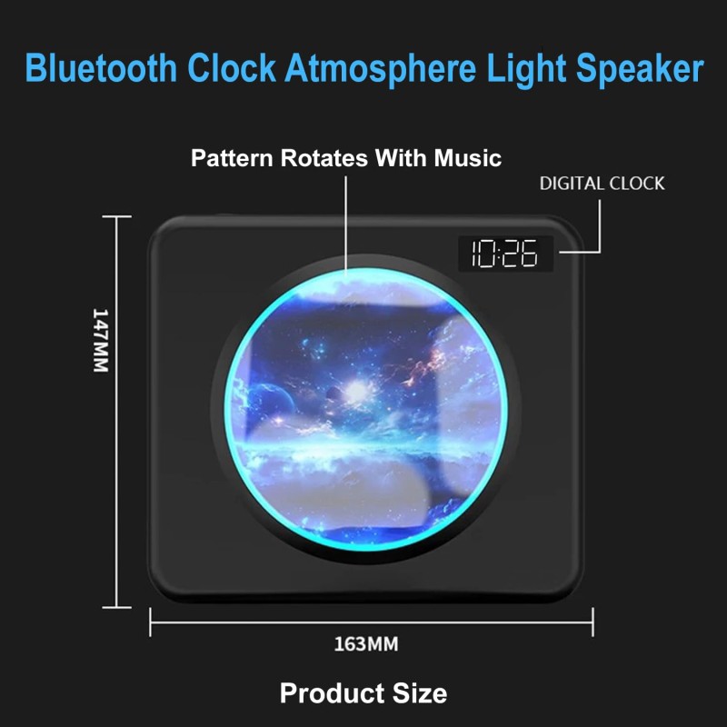 Bluetooth Speakers, Portable Bluetooth Speaker with Digital Clock,Wireless Bluetooth 5.3, HiFi Stereo Sound (Black)