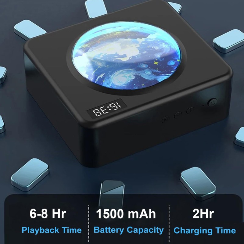 Bluetooth Speakers, Portable Bluetooth Speaker with Digital Clock,Wireless Bluetooth 5.3, HiFi Stereo Sound (Black)