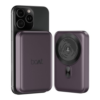 Boat EnergyShroom PB331 (Magsafe) 10000mAh Magnetic Wireless Powerbank, 15W Wireless & 22.5W Wired Charging for  (Purple)