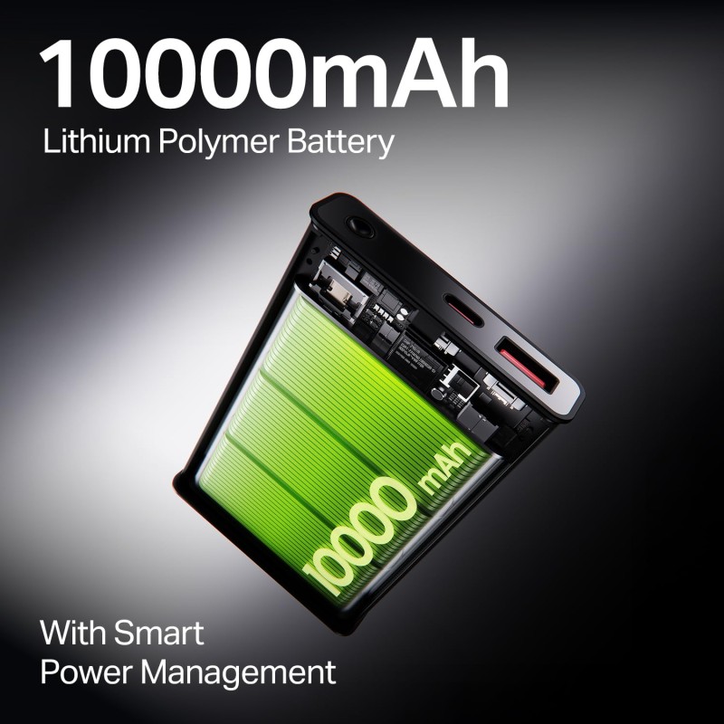 Boat Energyshroom PB300 Pro 10000 mAh 22.5W Pocket Size, Compact Power Bank, Fast Charging (Steel Blue)