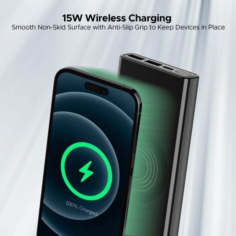 Boat Energyshroom PB310 Pro 10000Mah Powerbank|15W Wireless Charging & 22.5W Wired Charging (Carbon Black)