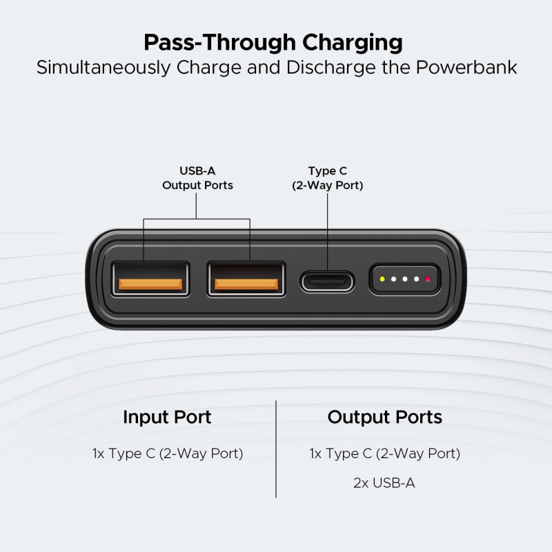 Boat Energyshroom PB310 Pro 10000Mah Powerbank|15W Wireless Charging & 22.5W Wired Charging (Carbon Black)