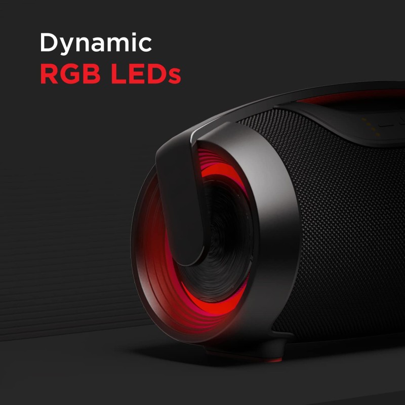 Boat Stone 1450 Portable Wireless Speaker with 40W RMS Signature Sound, RGB LEDs, TWS Feature, Multi-Compatibility Modes, IPX5 Water Resistance, EQ Modes(Black Storm)