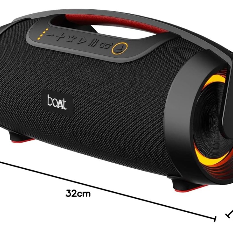 Boat Stone 1450 Portable Wireless Speaker with 40W RMS Signature Sound, RGB LEDs, TWS Feature, Multi-Compatibility Modes, IPX5 Water Resistance, EQ Modes(Black Storm)