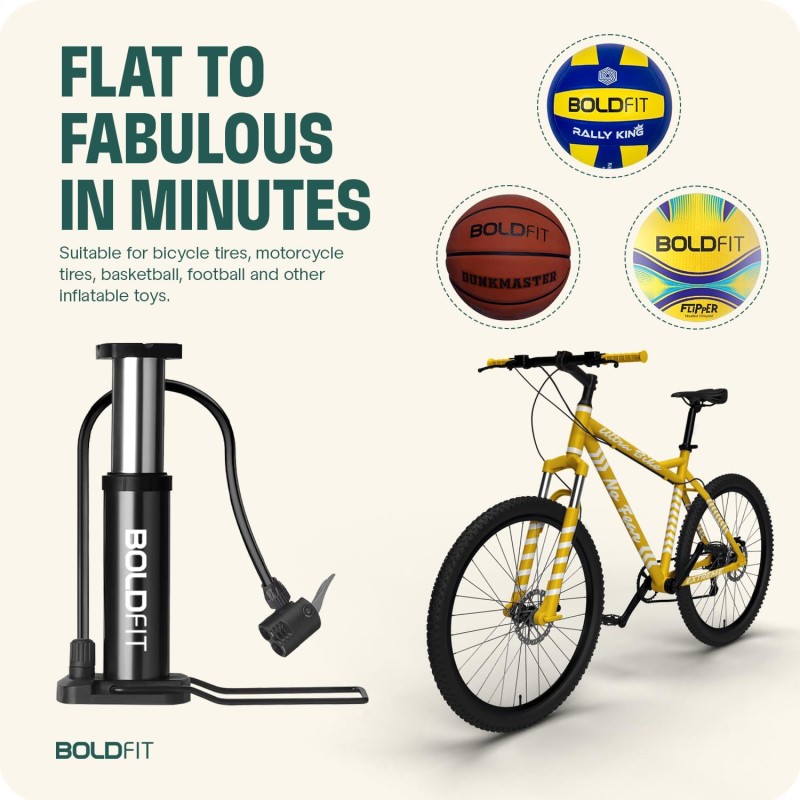 Boldfit Bicycle Pump - High Pressure Foot Air Pump for Cycles, Balloons, Footballs and Tyres