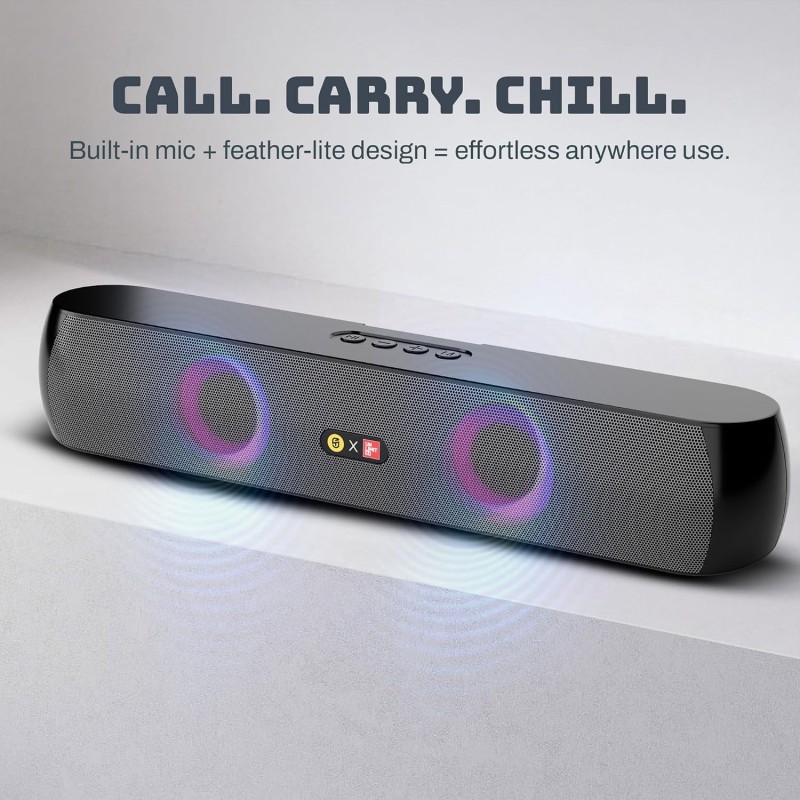 Boom X1 16W Party Speaker with Upto 8Hr Music, Clear Sound, Multi-Compatibility - Black Grey