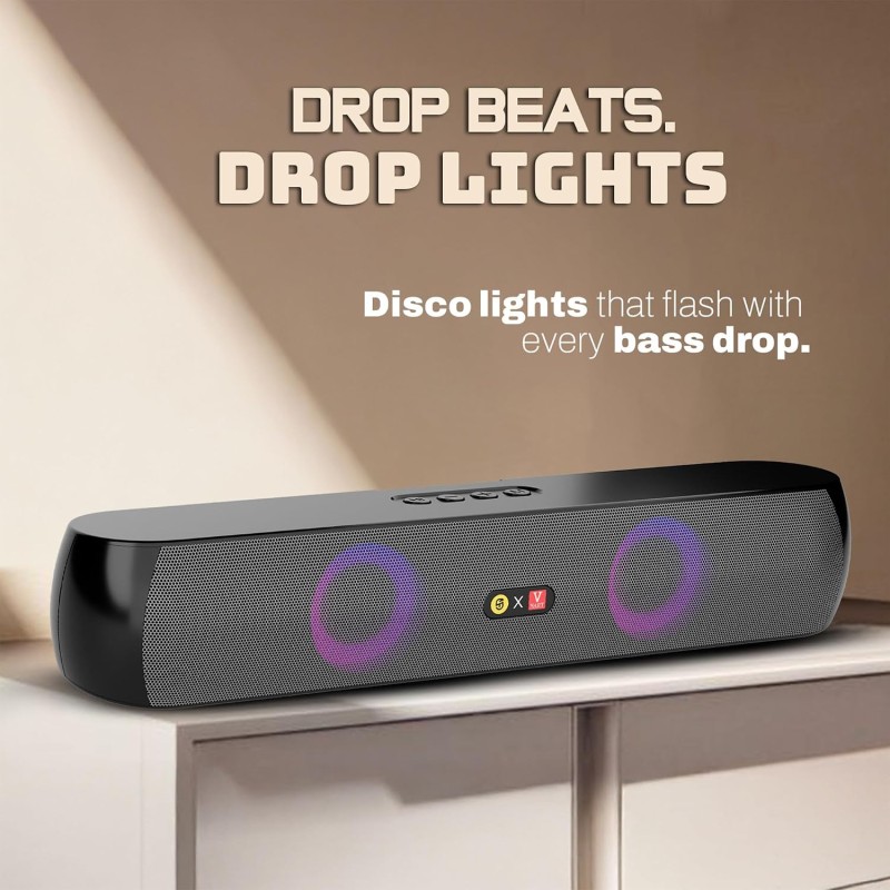 Boom X1 16W Party Speaker with Upto 8Hr Music, Clear Sound, Multi-Compatibility - Black Grey