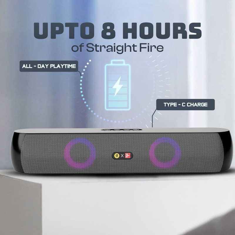 Boom X1 16W Party Speaker with Upto 8Hr Music, Clear Sound, Multi-Compatibility - Black Grey