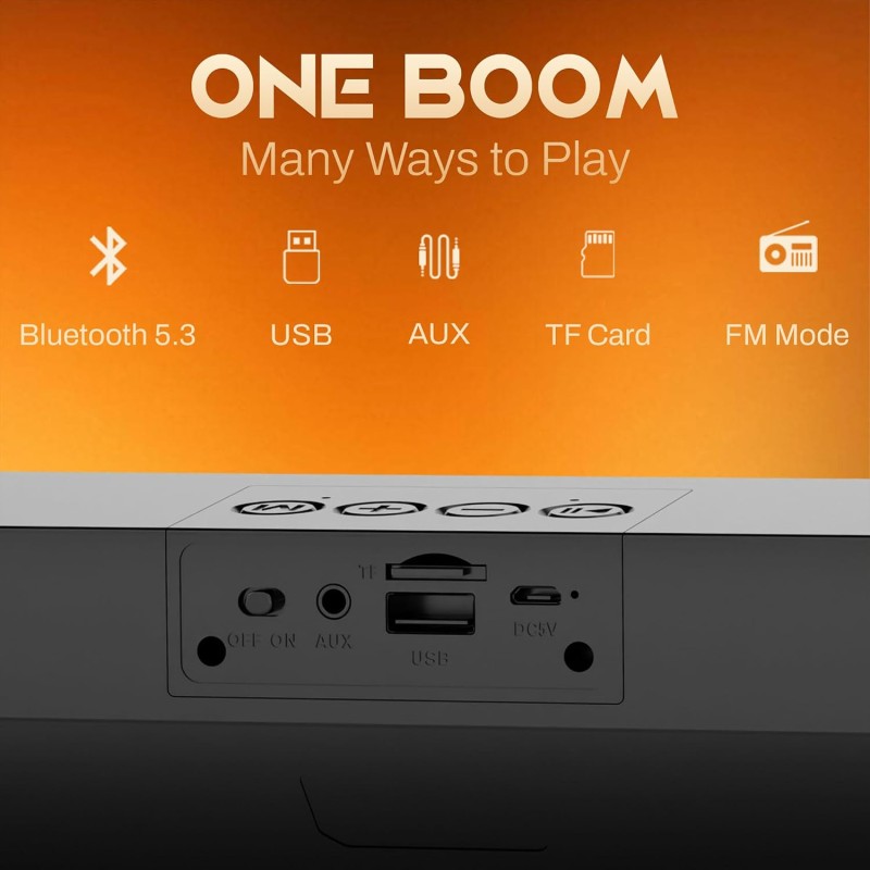 Boom X2 16W Party Speaker with Upto 8Hr Music, Clear Sound, Multi-Compatibility, RGB Lights - Premium Black