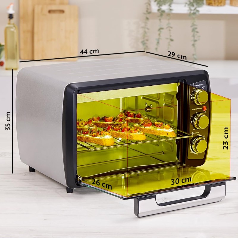Borosil 20L 1380W Pro Plus Oven Toaster Griller | Grill, Bake, Toast, Reheat, Barbeque | Adjustable Temperature Control, Auto Shut Off |