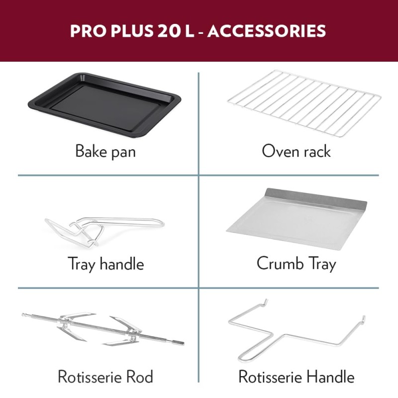 Borosil 20L 1380W Pro Plus Oven Toaster Griller | Grill, Bake, Toast, Reheat, Barbeque | Adjustable Temperature Control, Auto Shut Off |