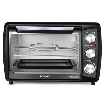 Borosil 20L 1380W Pro Plus Oven Toaster Griller | Grill, Bake, Toast, Reheat, Barbeque | Adjustable Temperature Control, Auto Shut Off |