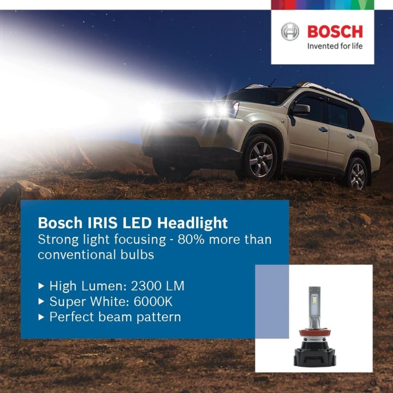 Bosch F002H52012FT9 Iris Led Retrofit Head Light | HB3 Headlight | Elegant eco-friendly headlamp | Ready-to-fit | Halogen lighting with superior next generation technology