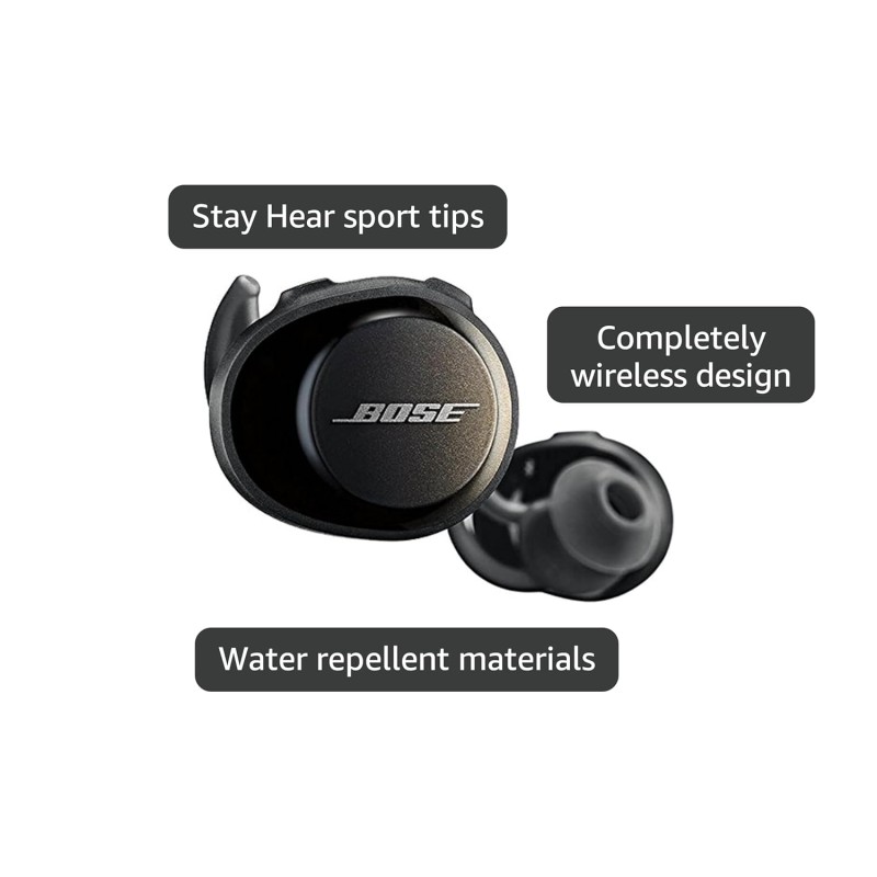 Bose SoundSport Free, True Wireless Earbuds, (Sweatproof Bluetooth Headphones for Workouts and Sports), Black