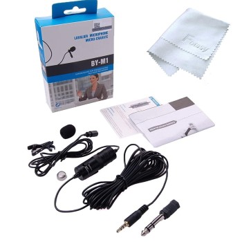 Boya by-M1 Auxiliary Lavalier Microphone Lapel Clip-on Microphone, Omnidirectional Electret Condenser Mic,(Black)