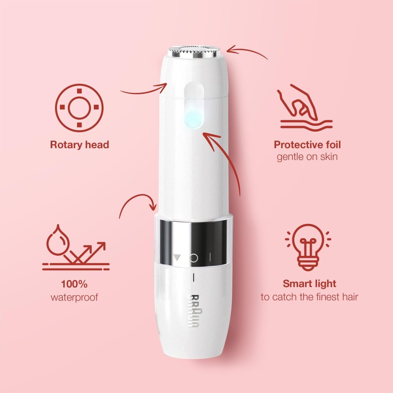 Braun Face Mini Hair Remover FS1000, Electric Facial Hair Remover for Women, Quick, Instant, Gentle, Painless, Smooth Skin.