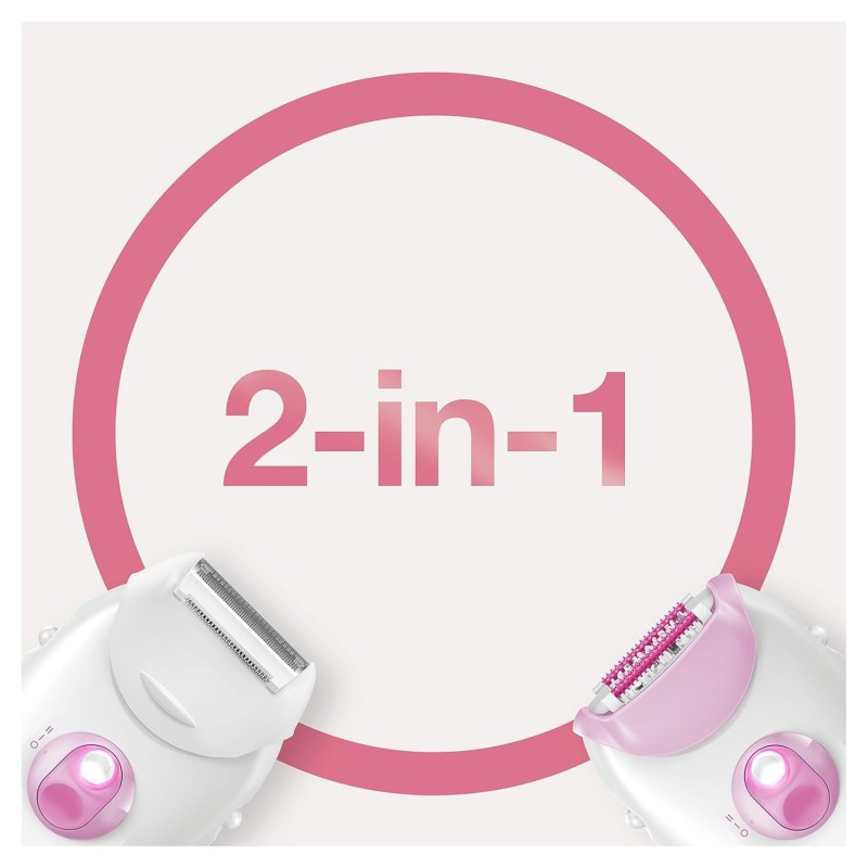 Braun Silk-épil 3-031 Epilator for Women, Long-Lasting Hair Removal, 20 Tweezer System,White & Pink